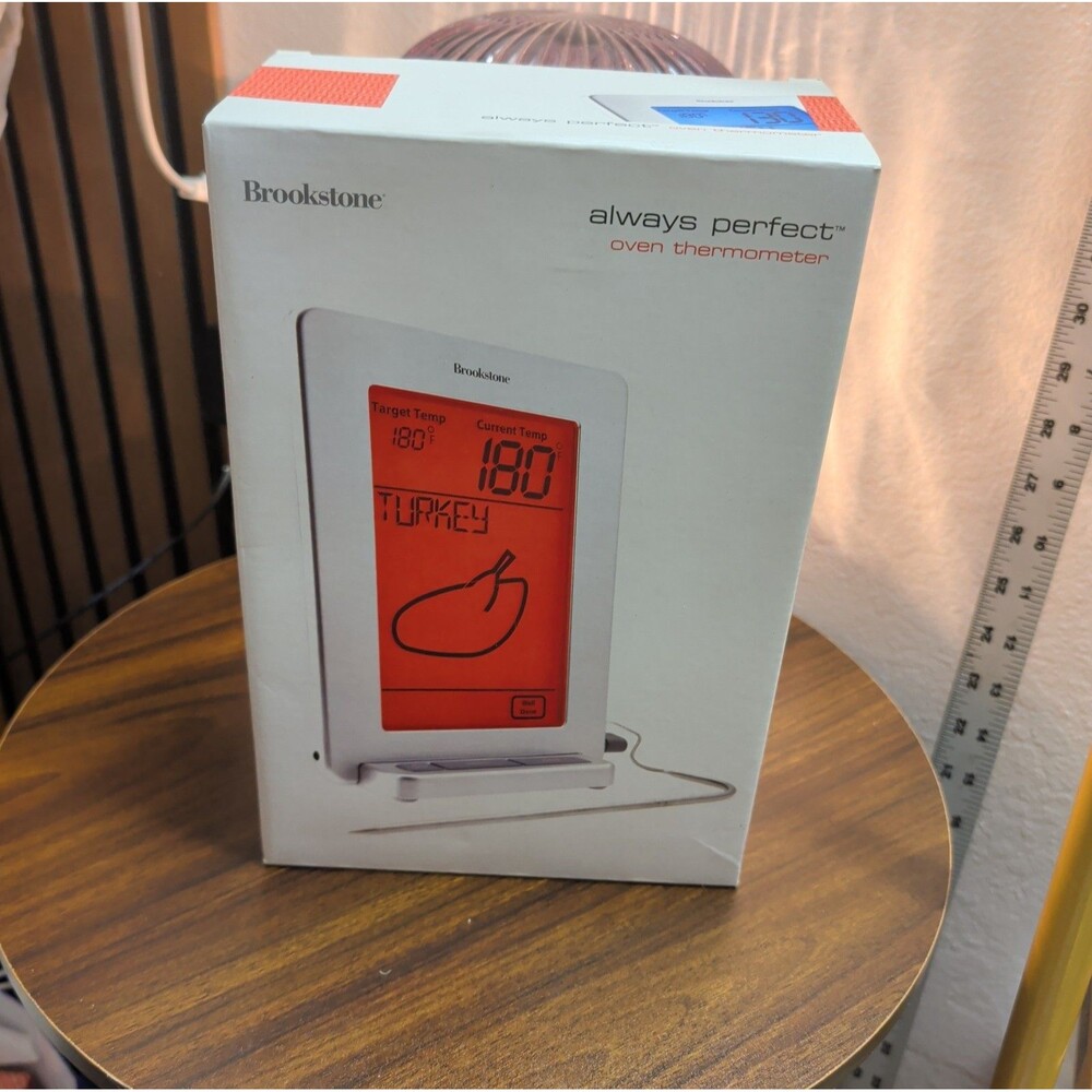 Brookstone Always Perfect Oven Thermometer Silver Tone Digital Temperature